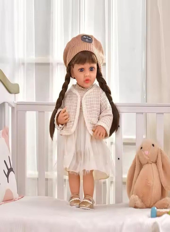 OOTLO Lifelike Musical Full Silicone Body Reborn Baby Girl Doll Toy,22" Beautiful Lifelike Doll Full Body Vinyl Silicone with Long Hair for Girls - Image 2